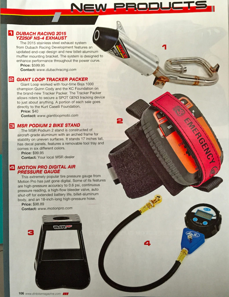 Dirt Bike Magazine's New Products, May 2015: Giant Loop Tracker Packer for SPOT Gen3