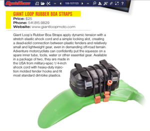 Giant Loop Rubber Boa Straps in Cycle News magazine