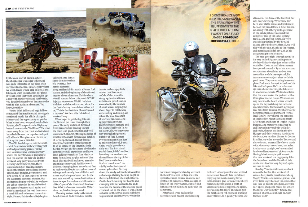 Cycle World magazine Baja 500 Surf and Turf with Pronghorn Straps