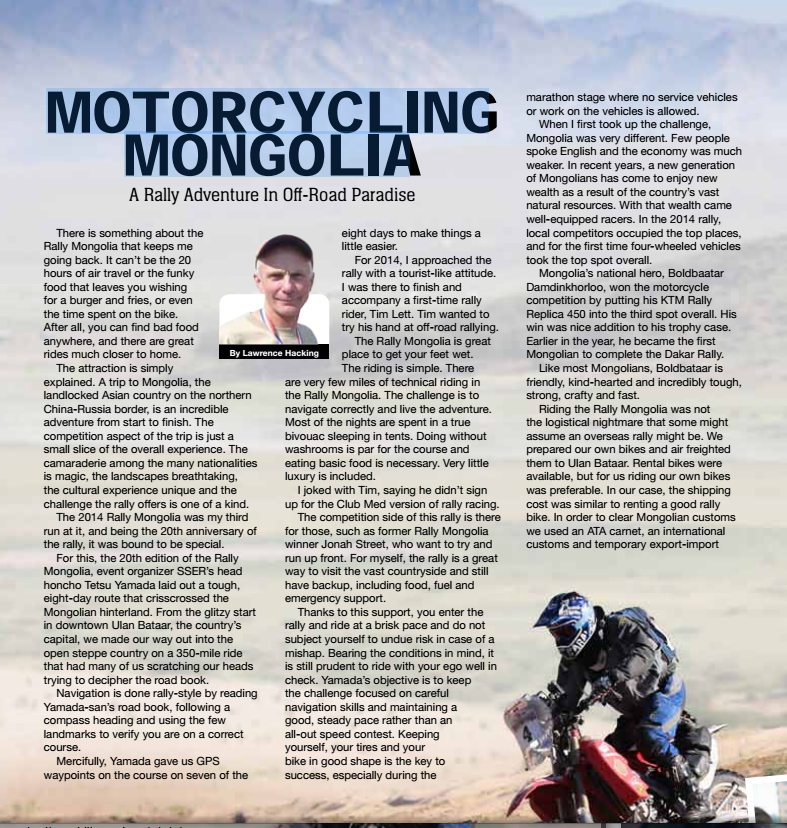 American Motorcyclist Lawrence Hacking Motorcycling in Mongolia