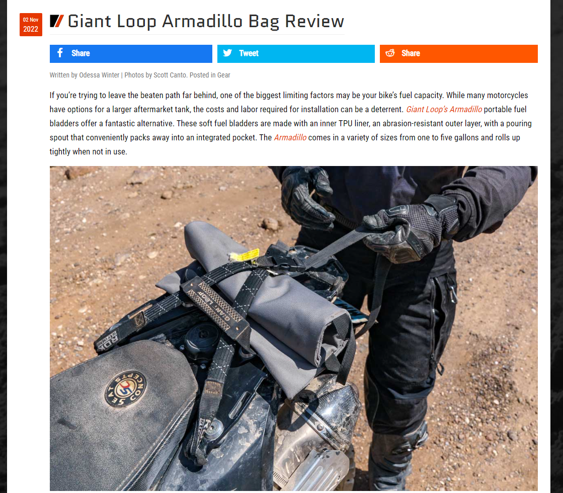 ADV Rider Review: The New Armadillo Bag - Giant Loop